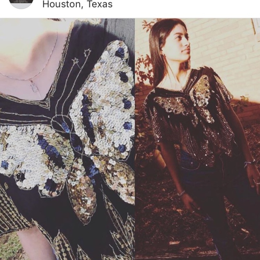 Vintage Sequin Butterfly Top by Shakti